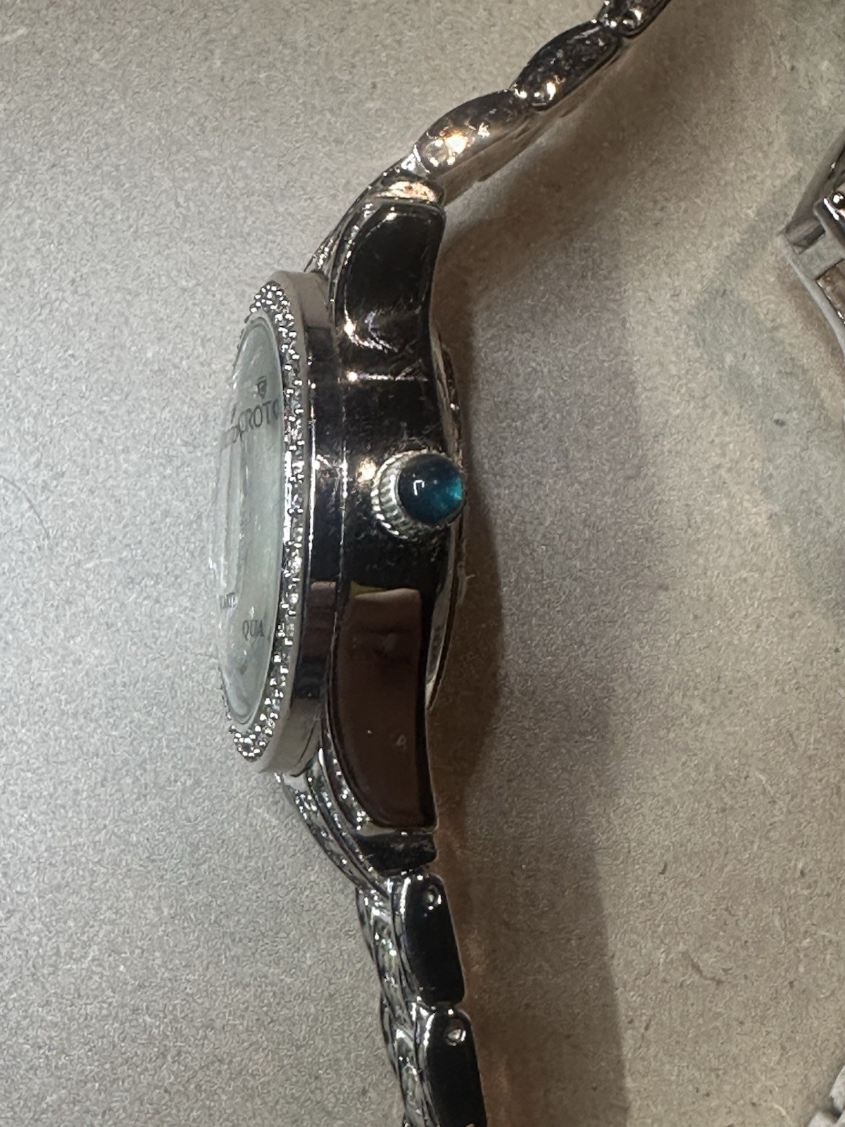 Croton CN307362 Balliamo Crystal Pave Dial Blue Hands Quartz Date 29mm