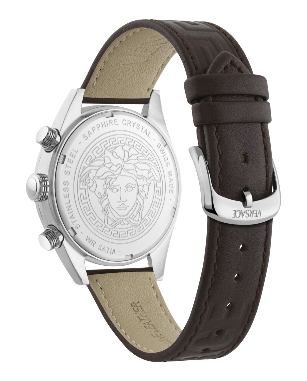 Versace Mens Stainless Steel 44mm Strap Fashion Watch