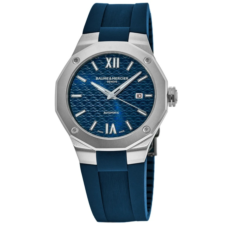 New Baume & Mercier Riviera Automatic Blue Dial Rubber Strap Men’s Watch 10619