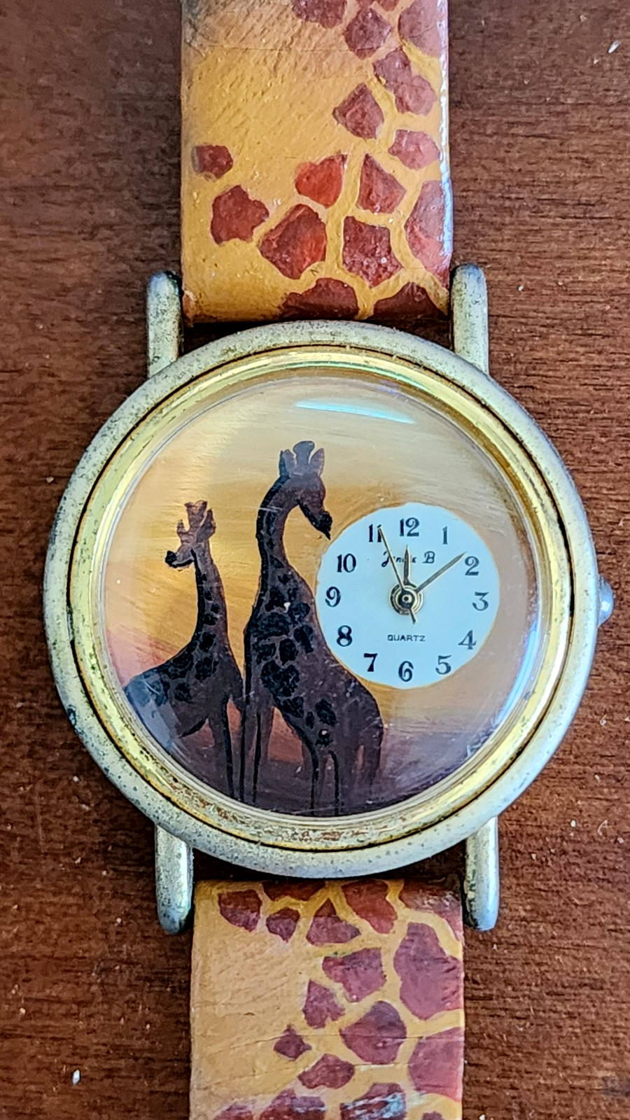 Vintage Safari Giraffe Quartz Watch Novelty Animal Dial Leather Band