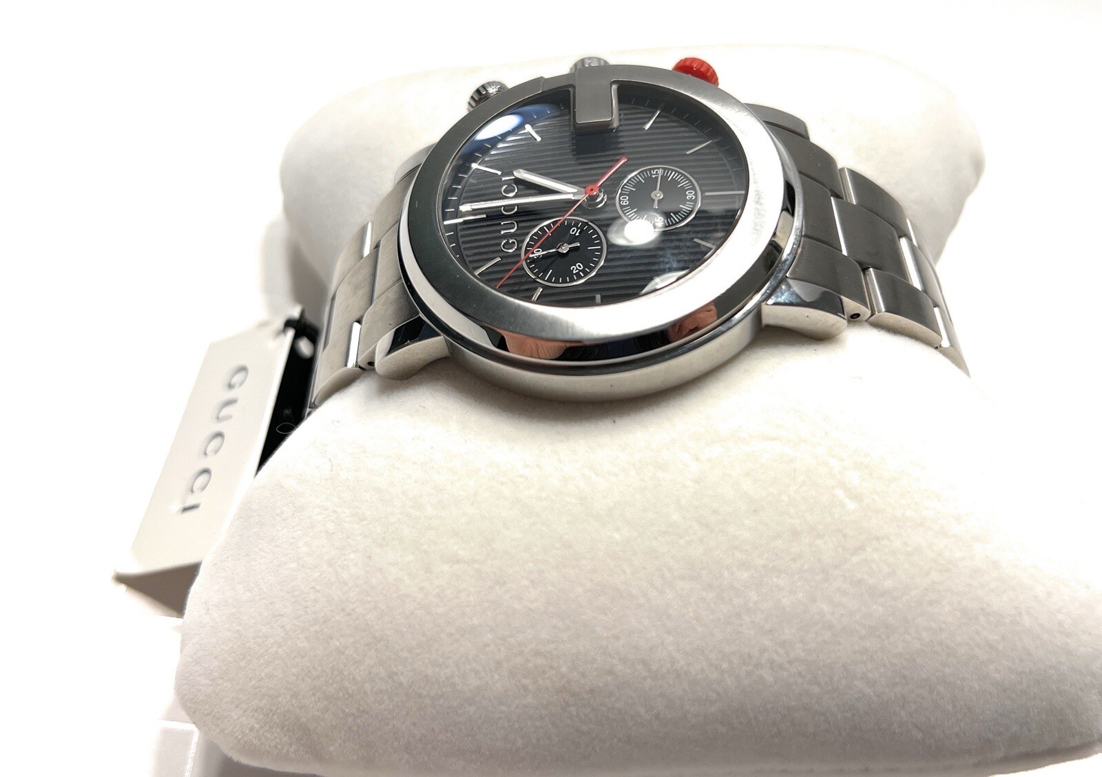 Gucci G Chrono Stainless Steel Black Dial Quartz Mens Watch YA101361, Display