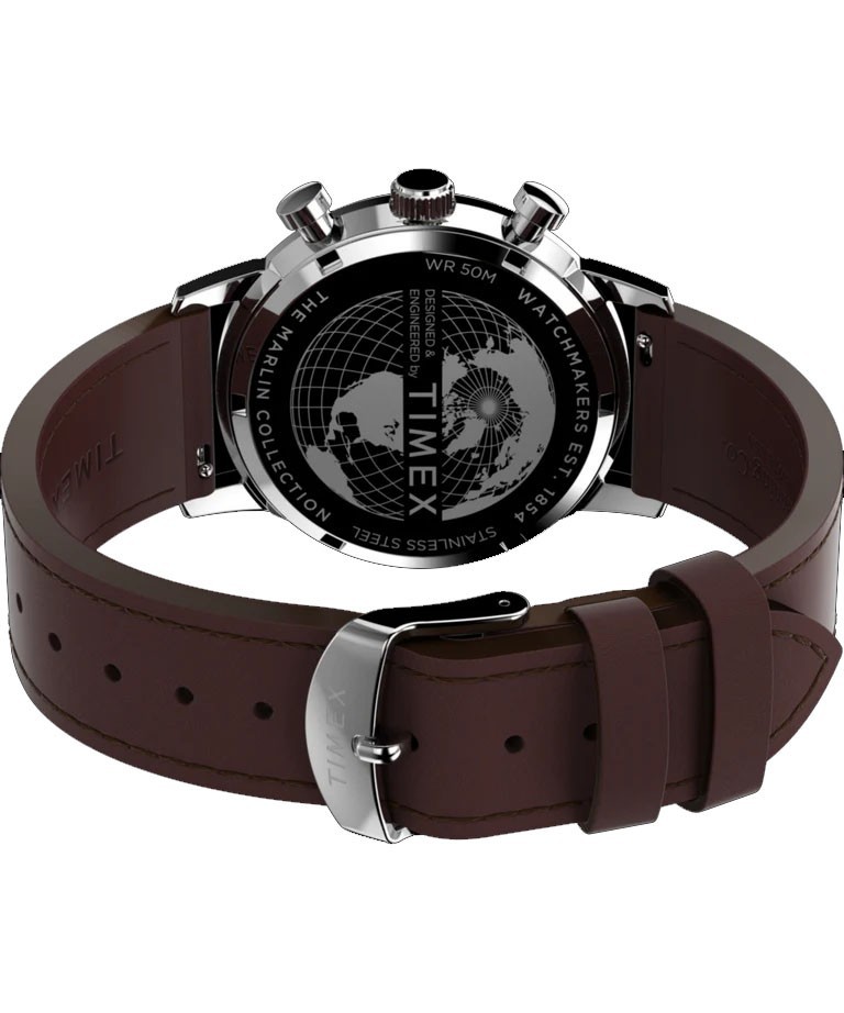 Timex TW2W10200 Men’s Marlin Blue Dial Brown Leather Band Chronograph Watch