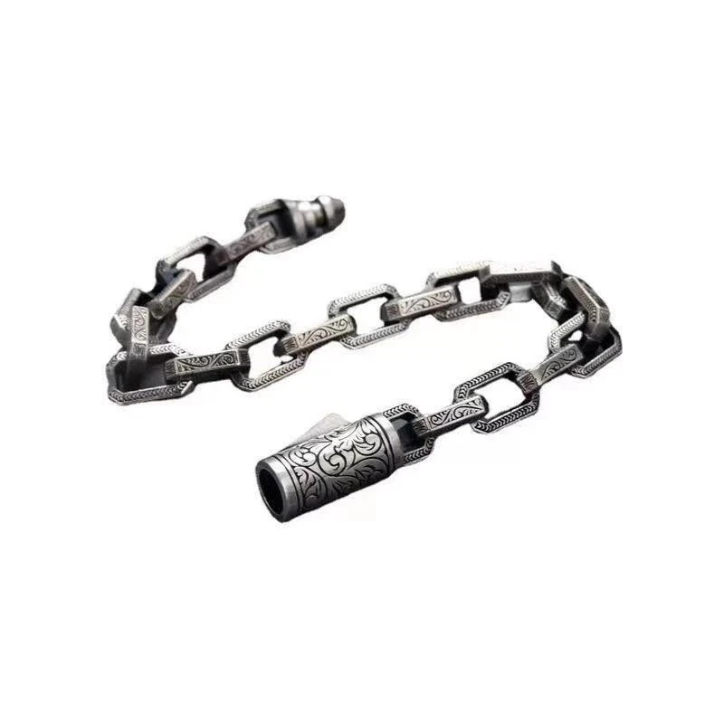 Retro Silver Vine Grass Pattern Bracelet Personalized Bracelet