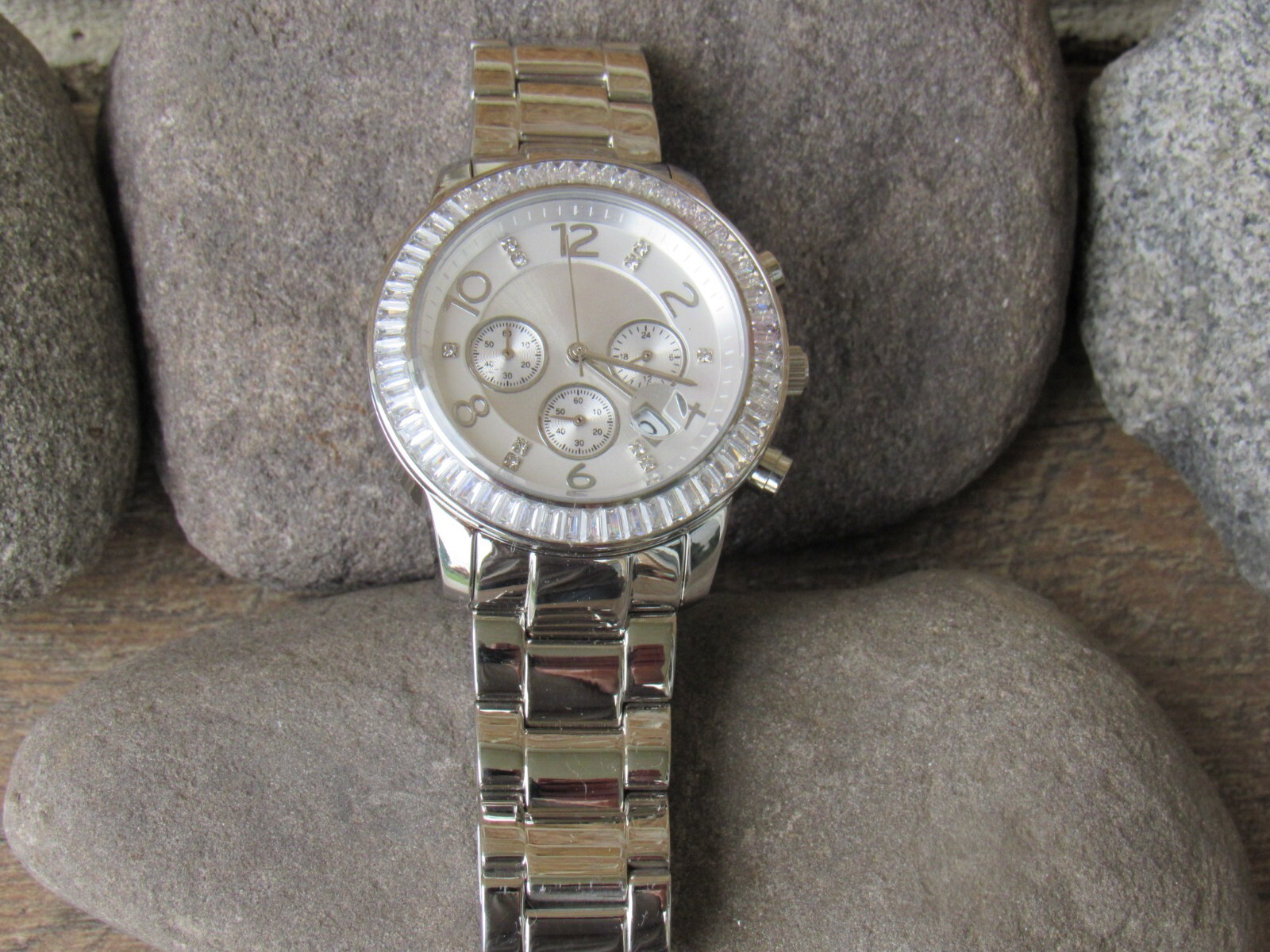 NEW SILPADA Stainless Steel Silver CZ Baguettes Finishing Touch Watch T2956 2956
