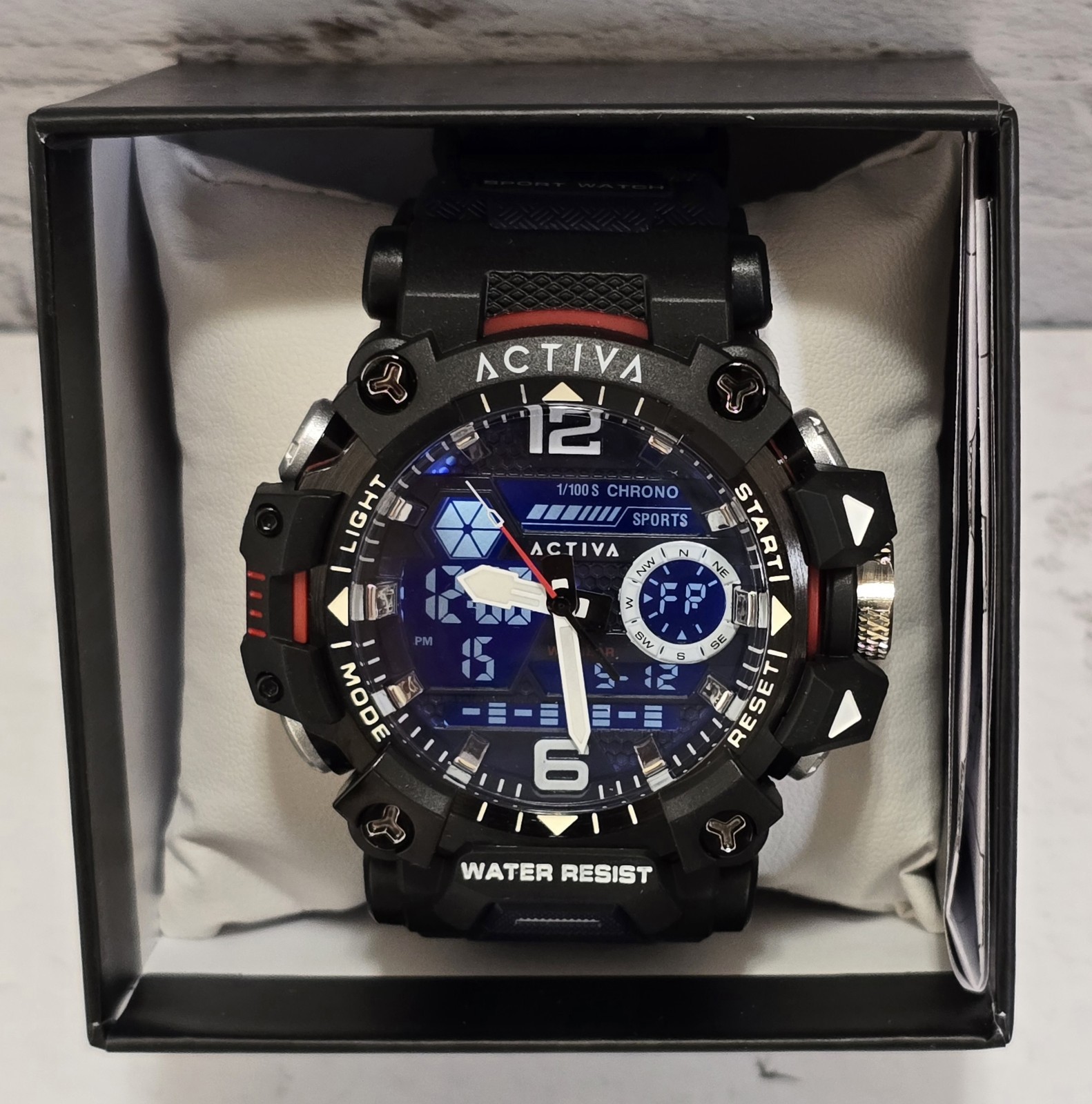 Activa X Invicta Diaital Men’s Watch 49mm Blue Red Black ACW8072-005 Brand New