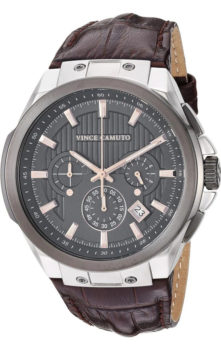 Vince Camuto VC/1111DGSG Men’s Chronograph Stainless w/ Leather Strap Watch