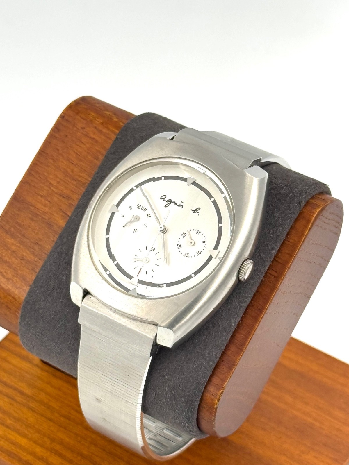 agnes b 35mm Men Quartz Watch New Battery working V33J-0030 f2734