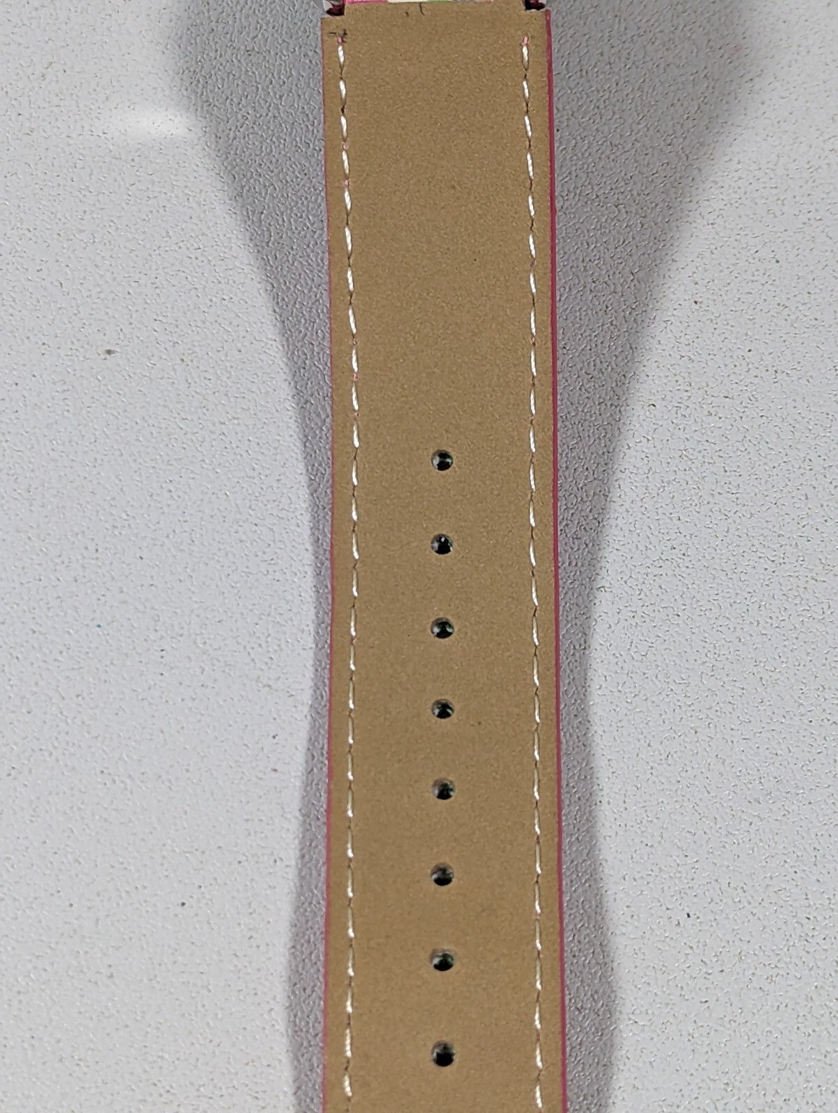 White Dial Round Silver Tone Case Pink White Green Blue Canvas Band Watch