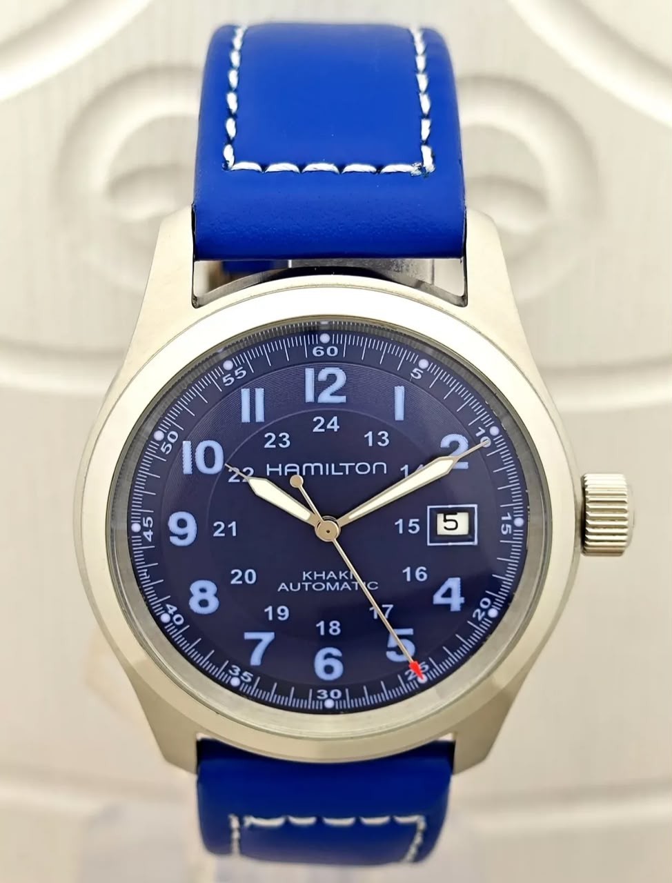 Hamilton Khaki Field Automatic Blue Dial, Blue Leather Strap Men’s Watch