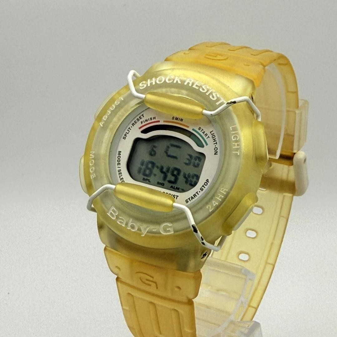Working Baby G SHOCK RESIST Digital Watch Yellow Skeleton