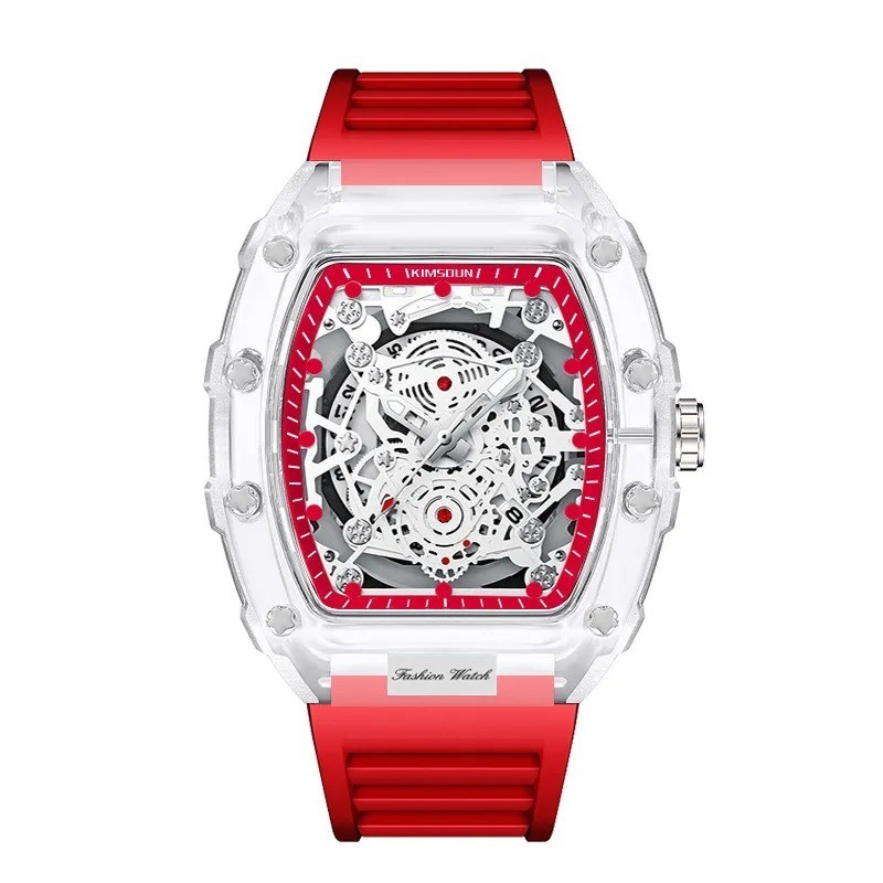 Fashionable Casual Men’s Watch Luminous Calendar Function Silicone Strap Tonneau