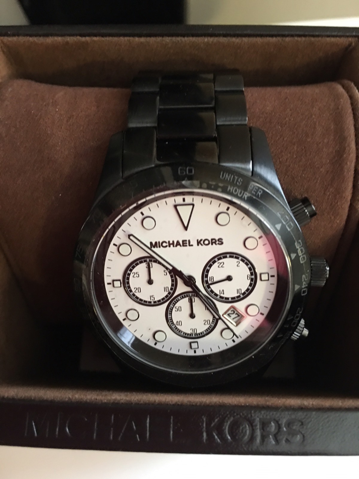 New Michael Kors Chronograph Black Steel Bracelet Watch MK6083