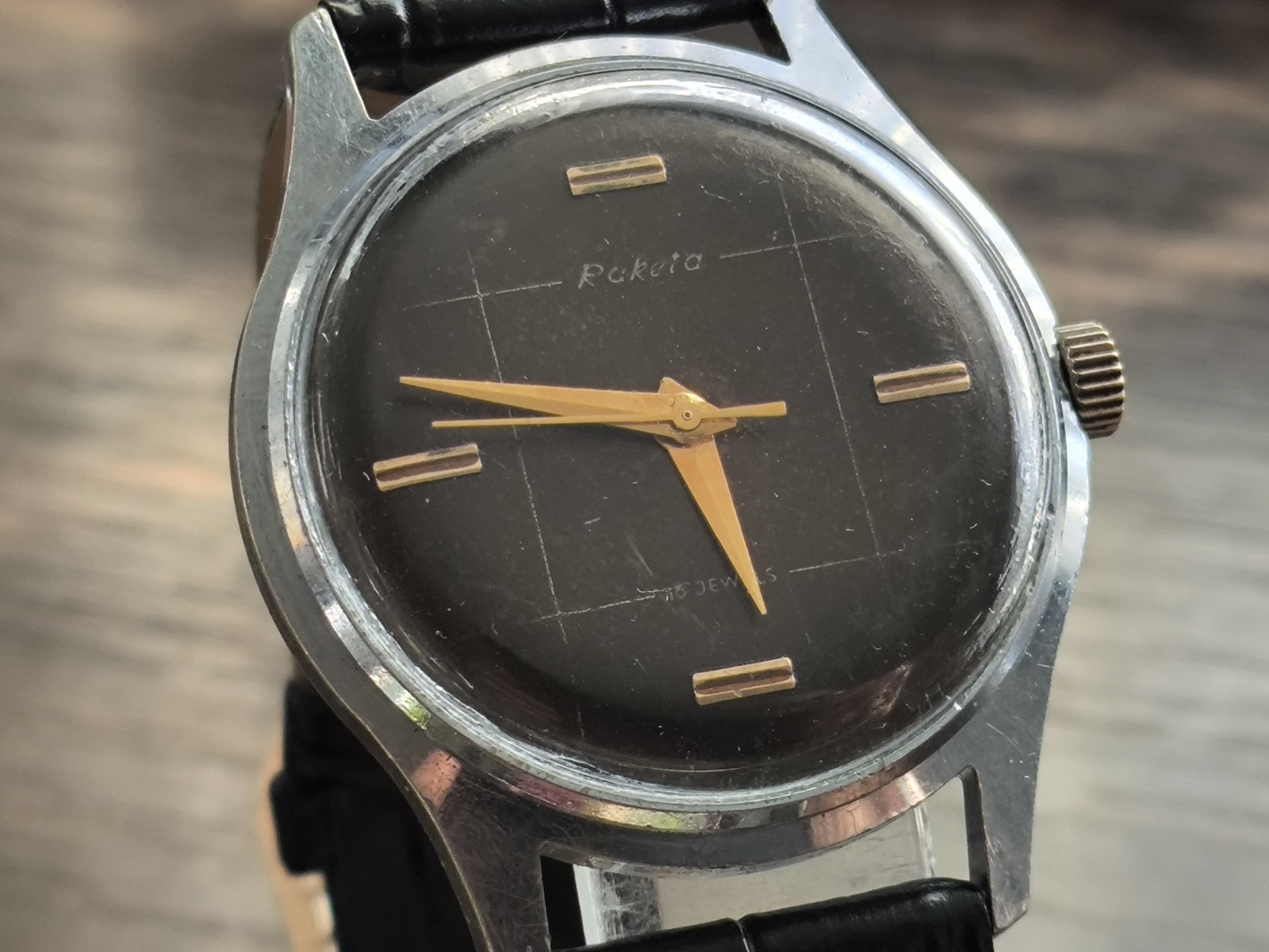 Watch Raketa Baltika Vintage Mechanical rare black dial Soviet USSR Serviced
