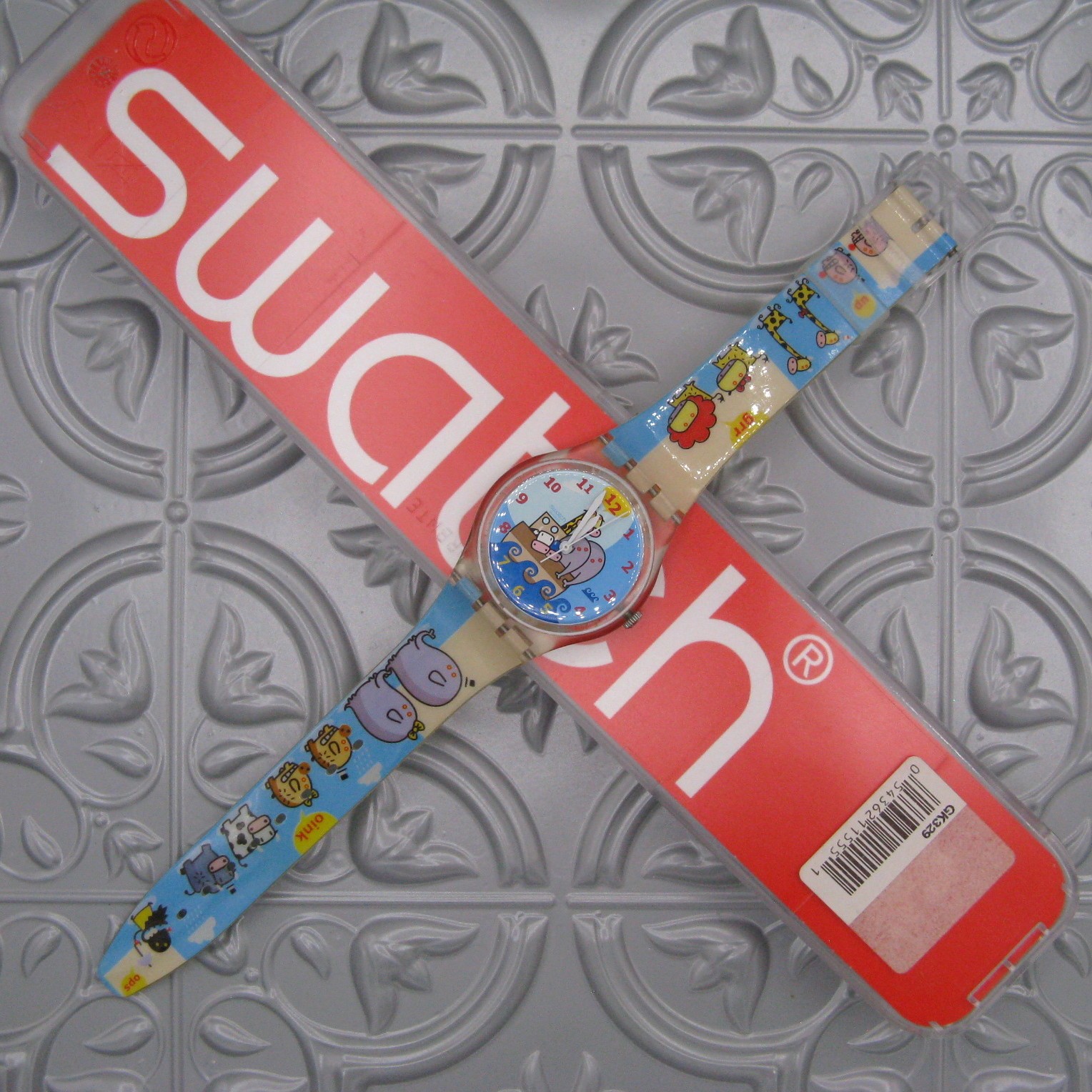 Swatch Watch GRR! OINK! GK329 Noah’s Ark Animals Gent Vtg 2000 Case And Papers