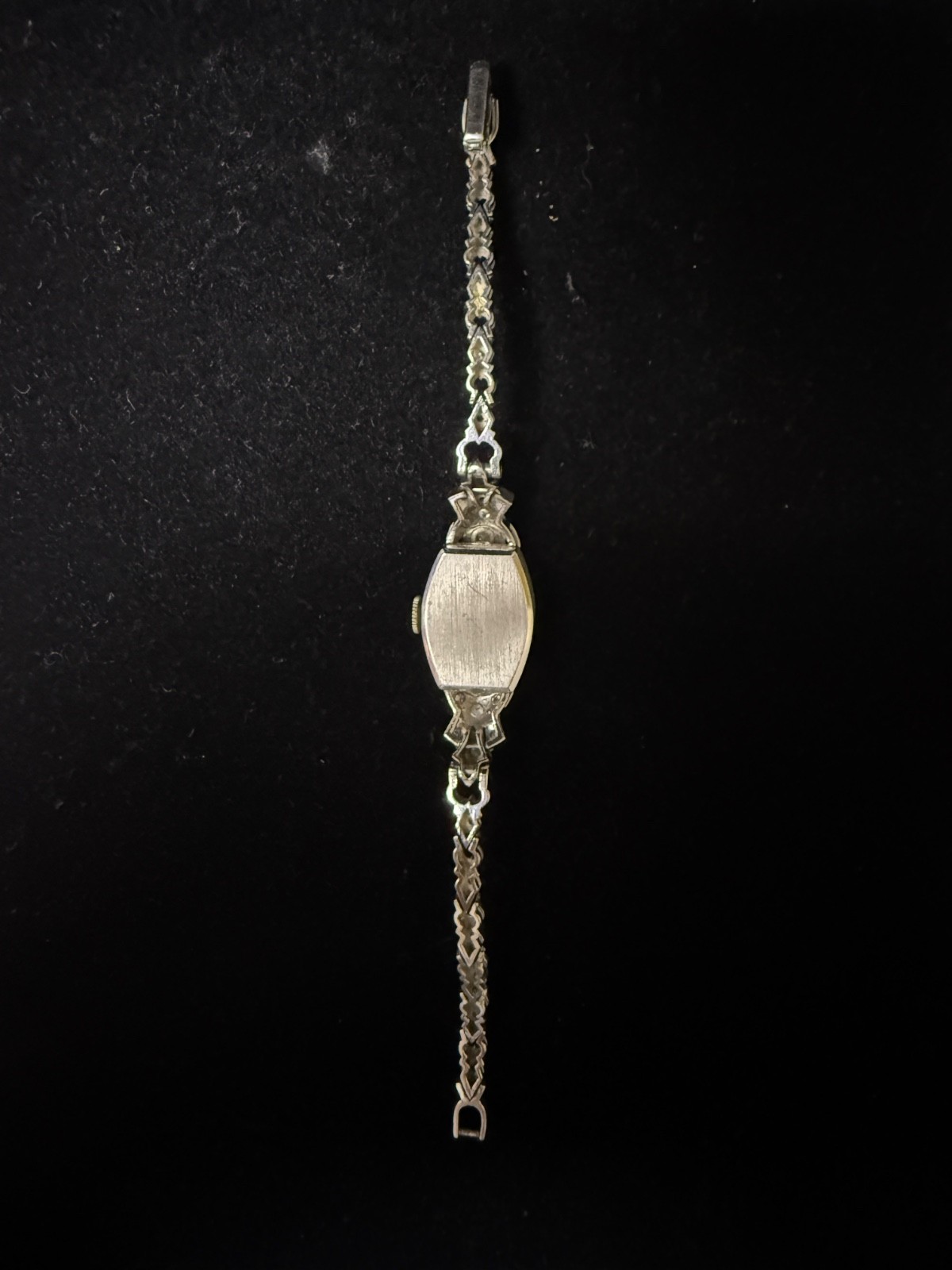 Vintage Hamilton Platinum Diamond Cocktail Watch 14K Gold Bracelet Art Deco
