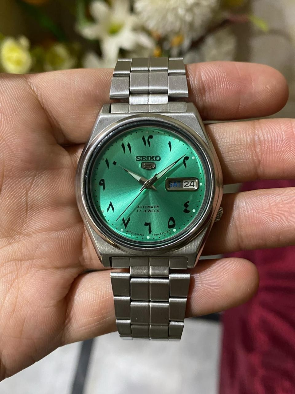 Seiko 5 Automatic Arabic Sea Green Dial Men’s Watch Japan Made 7009