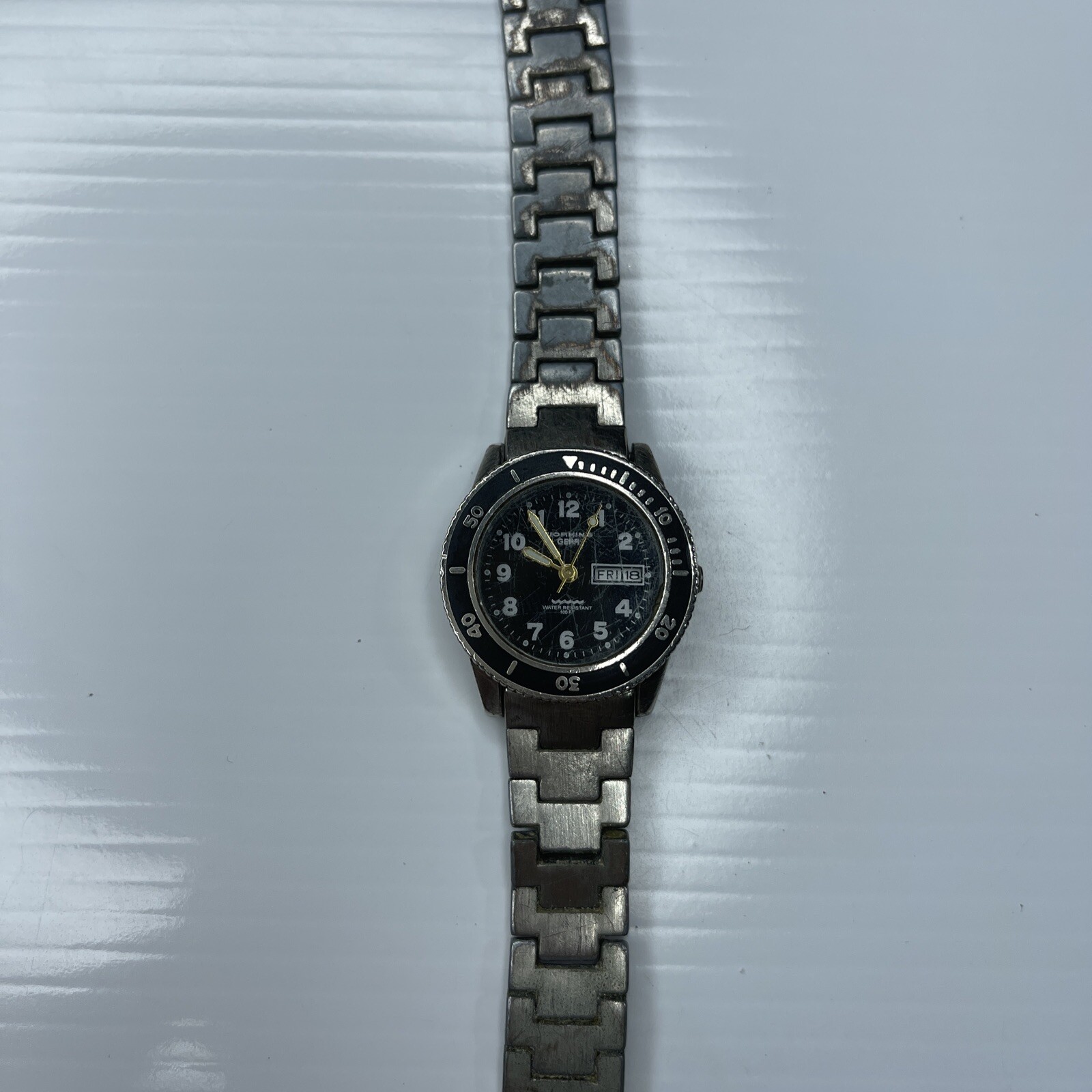 F Working Gear WG1094WR Japan 116 WR100FT STAINLESS Chrono Vtg Sport Untested