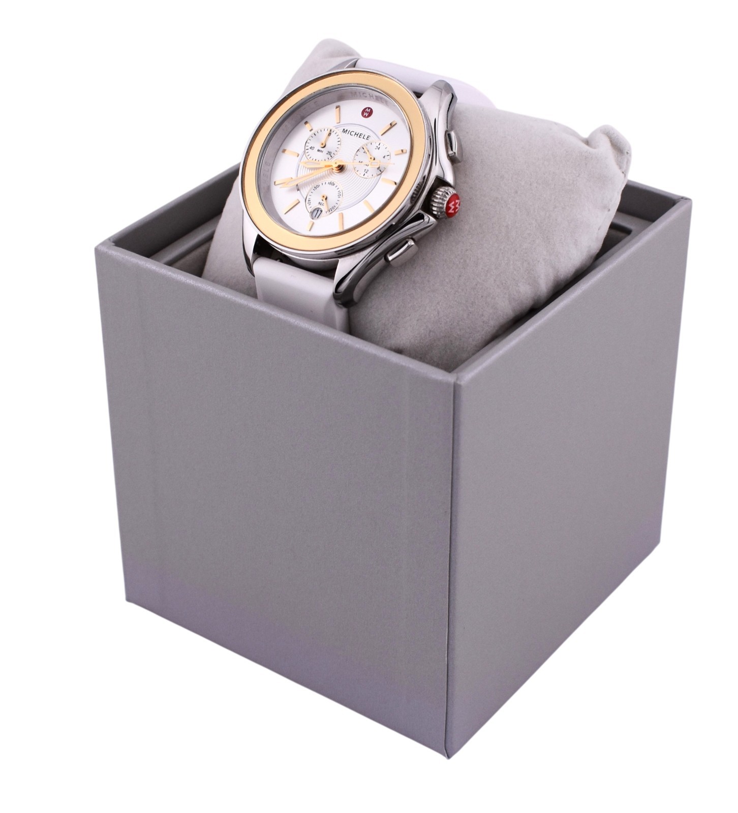 Michele Cape Silver Dial White Rubber Strap Women’s Watch MWW27E000010