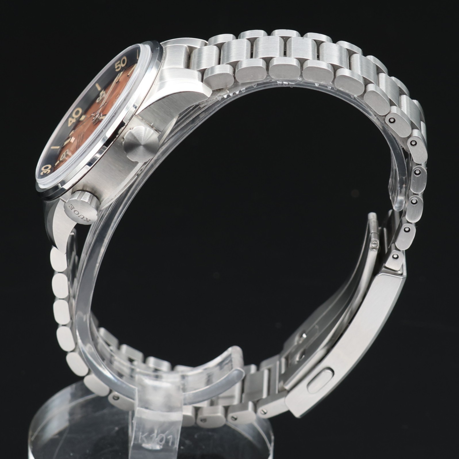 Kuoe Sombrero 90-011 Salmon Pink Linen Textured Dial Automatic Watch Full Kit