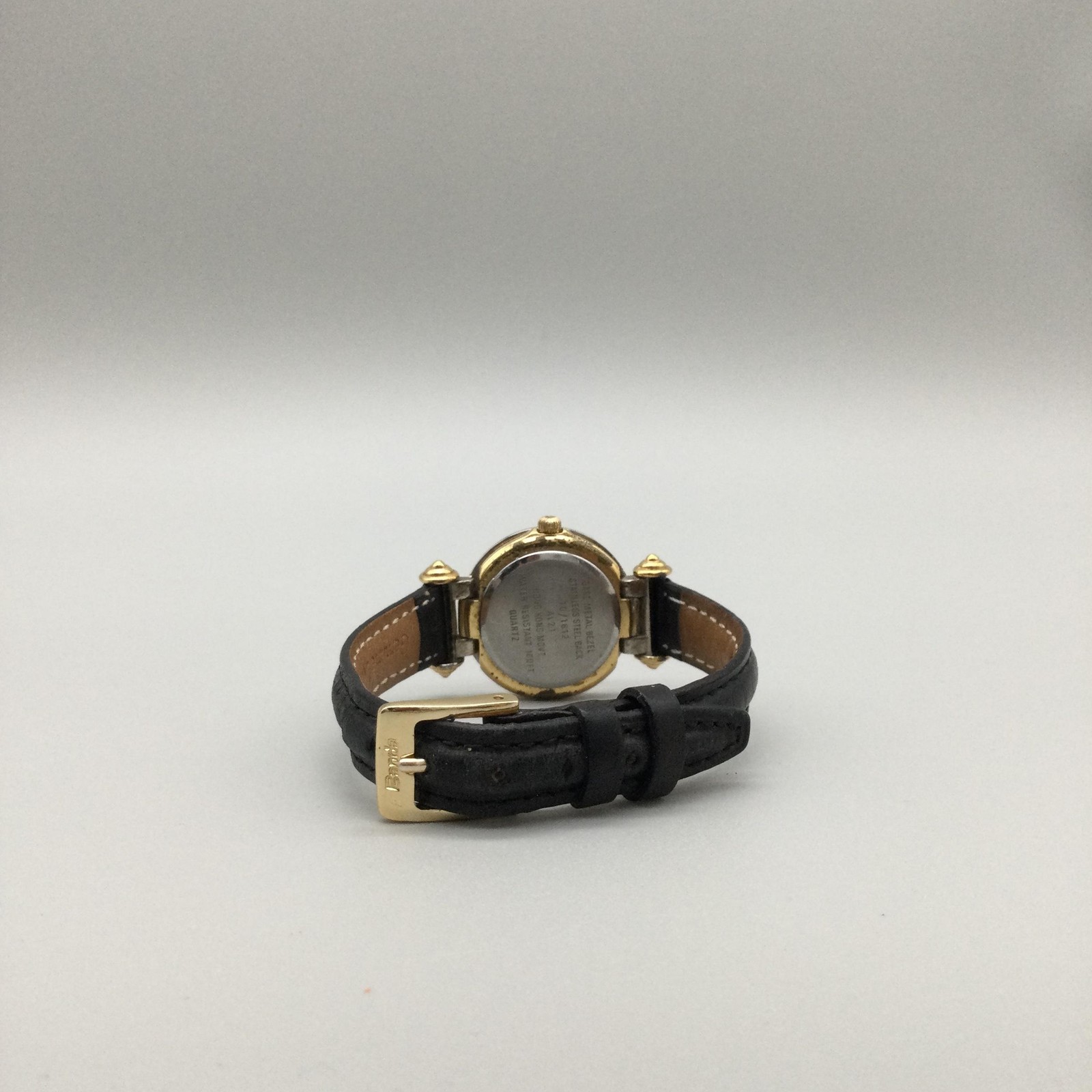 Anne Klein Womens Watch 26mm White Dial Gold Tone Black Leather New Battery