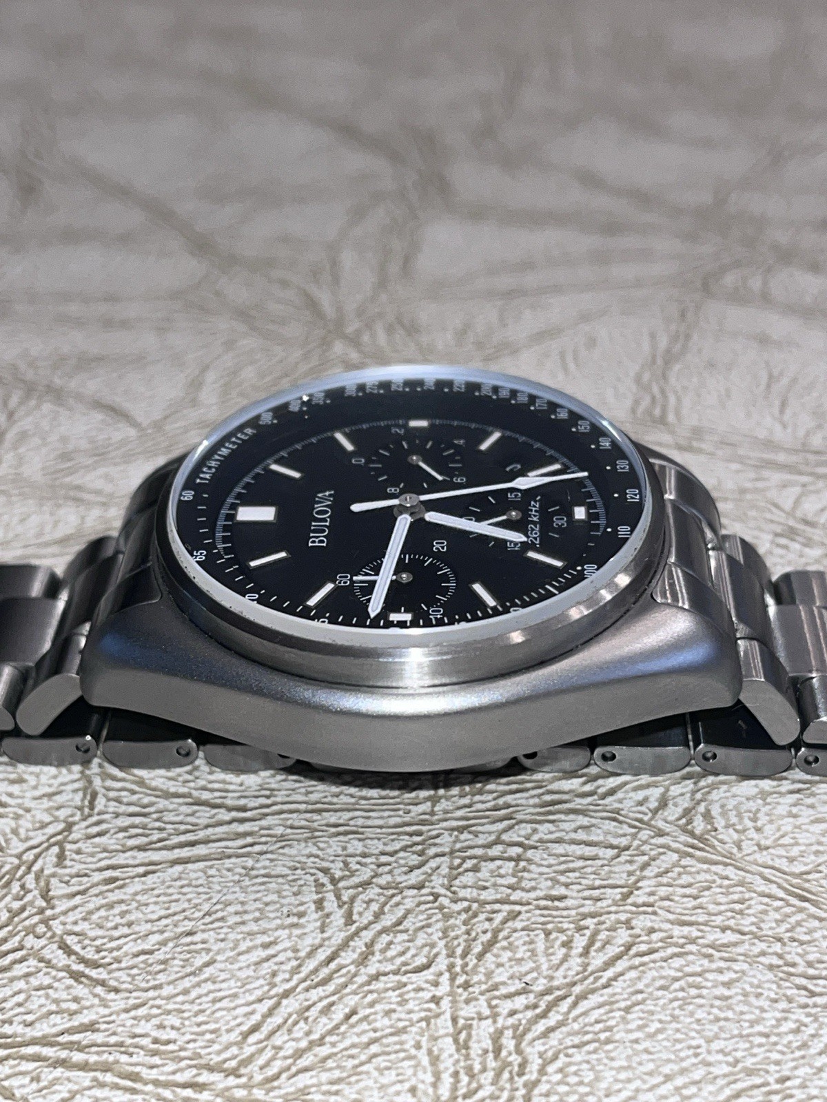 Bulova Lunar Pilot Mens Chronograph 96b258 Silver Tone Stainless Steel Watch