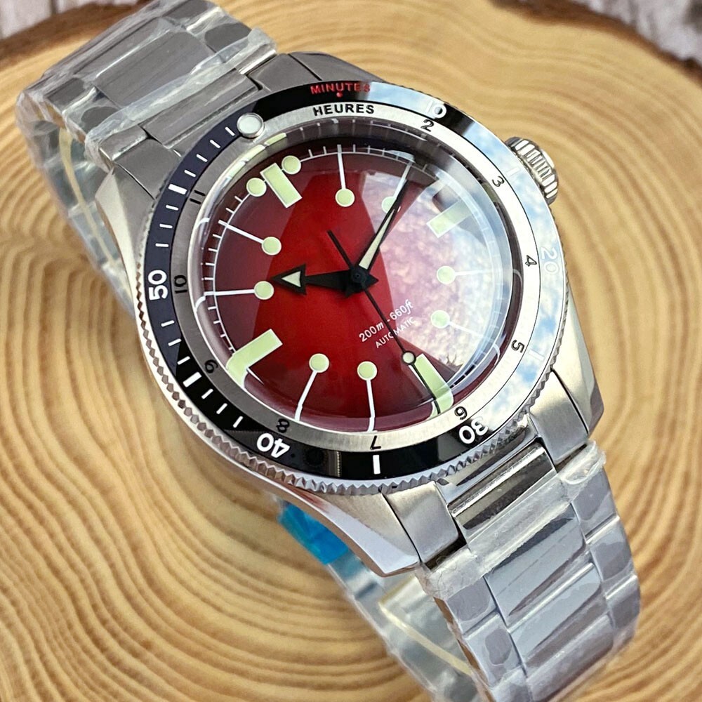 40mm Tandorio Wine red Dial NH35 Automatic Mens Watch Sapphire glass Ceramic