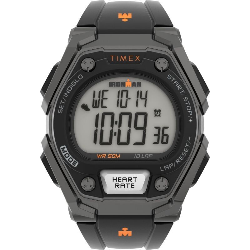 Timex TW5M49400, Heart Rate Ironman Watch, 50 Meter WR, Black Resin Strap