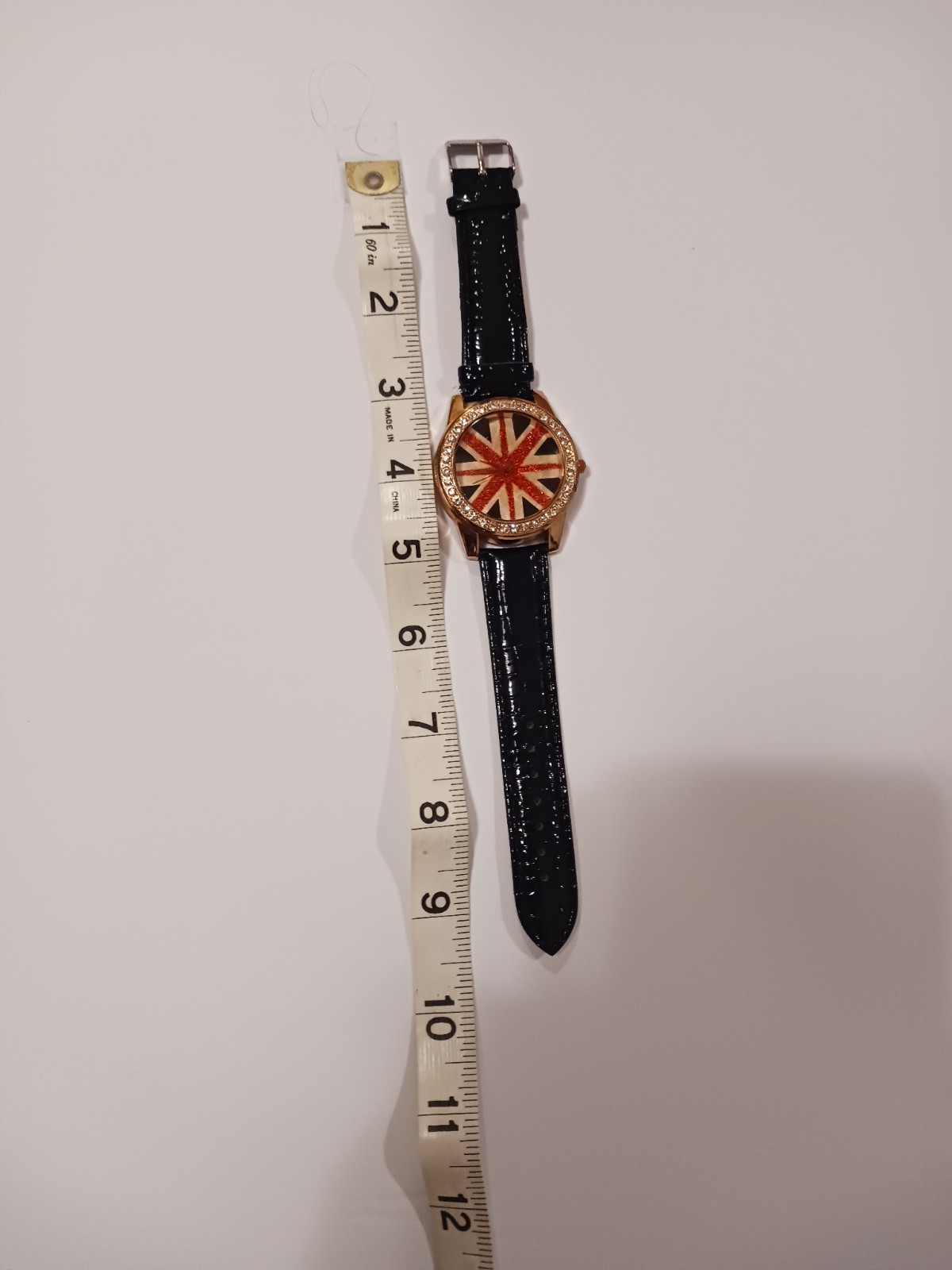 Fashion Bracelet/Watch with Glossy Black Faux ‘Leather’ Animal Print Band NWOT