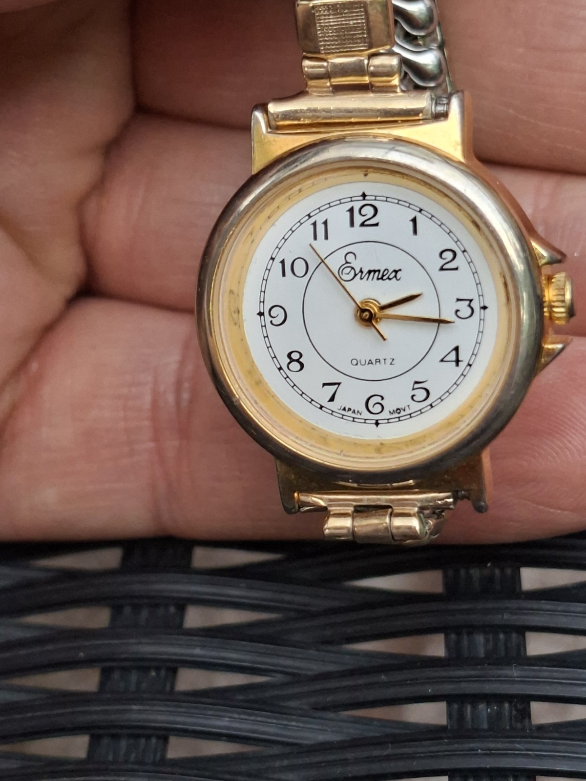 Ermex gold plated expansion bracelet quartz ladies watch