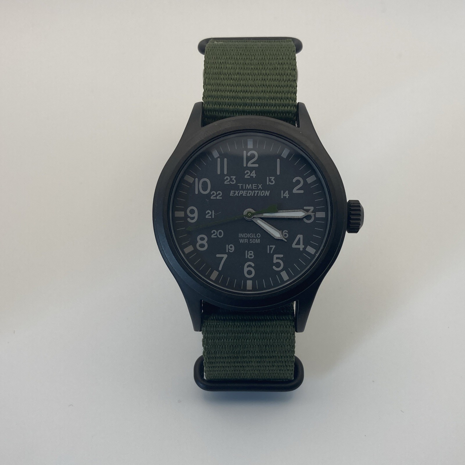 Timex Expedition Men’s Quartz Analog WR 50m Black Dial Green Nylon NATO
