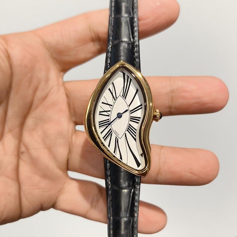 Fashion Genuine Leather Quartz Watch Water Resistant Casual Trendy Wristwatch