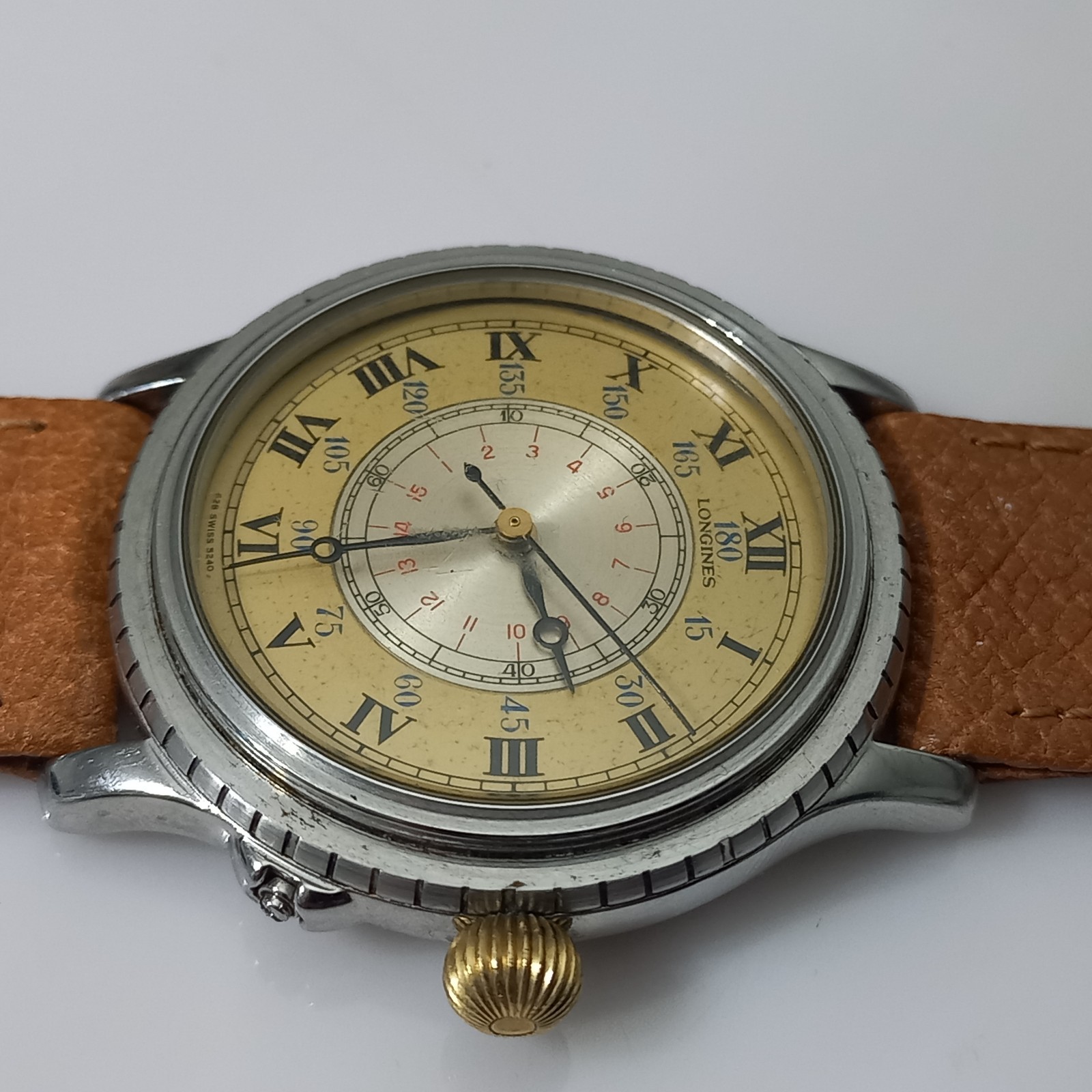 18k/Steel LONGINES Lindbergh Hour Angle Cal L 628.1 Ref 628.5240 (Bezel Missing)