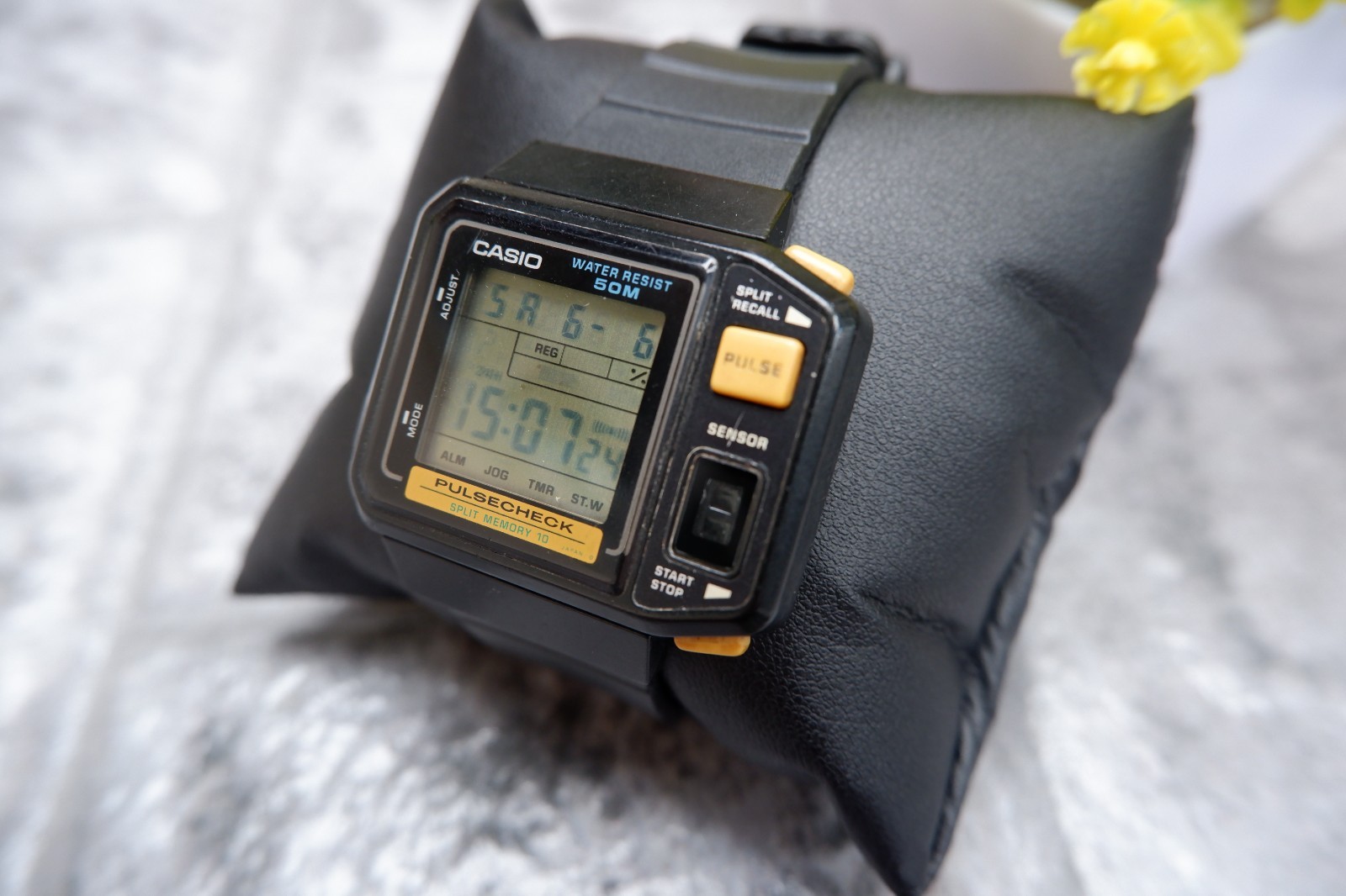 RARE Vintage Casio JP-100W Pulsecheck Digital Watch Fully Working Sensor 80s