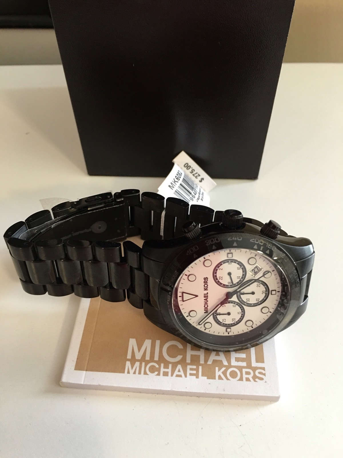New Michael Kors Chronograph Black Steel Bracelet Watch MK6083