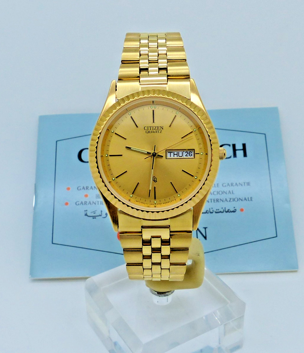 Vintage CITIZEN Gents Quartz Watch Jubilee Bracelet AD6062-59P Kanji/English Day