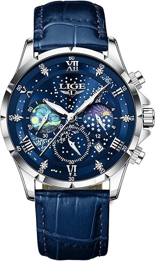 LIGE Waterproof Watches for Men Analog Dress Water Proof Chronograph Work Casual