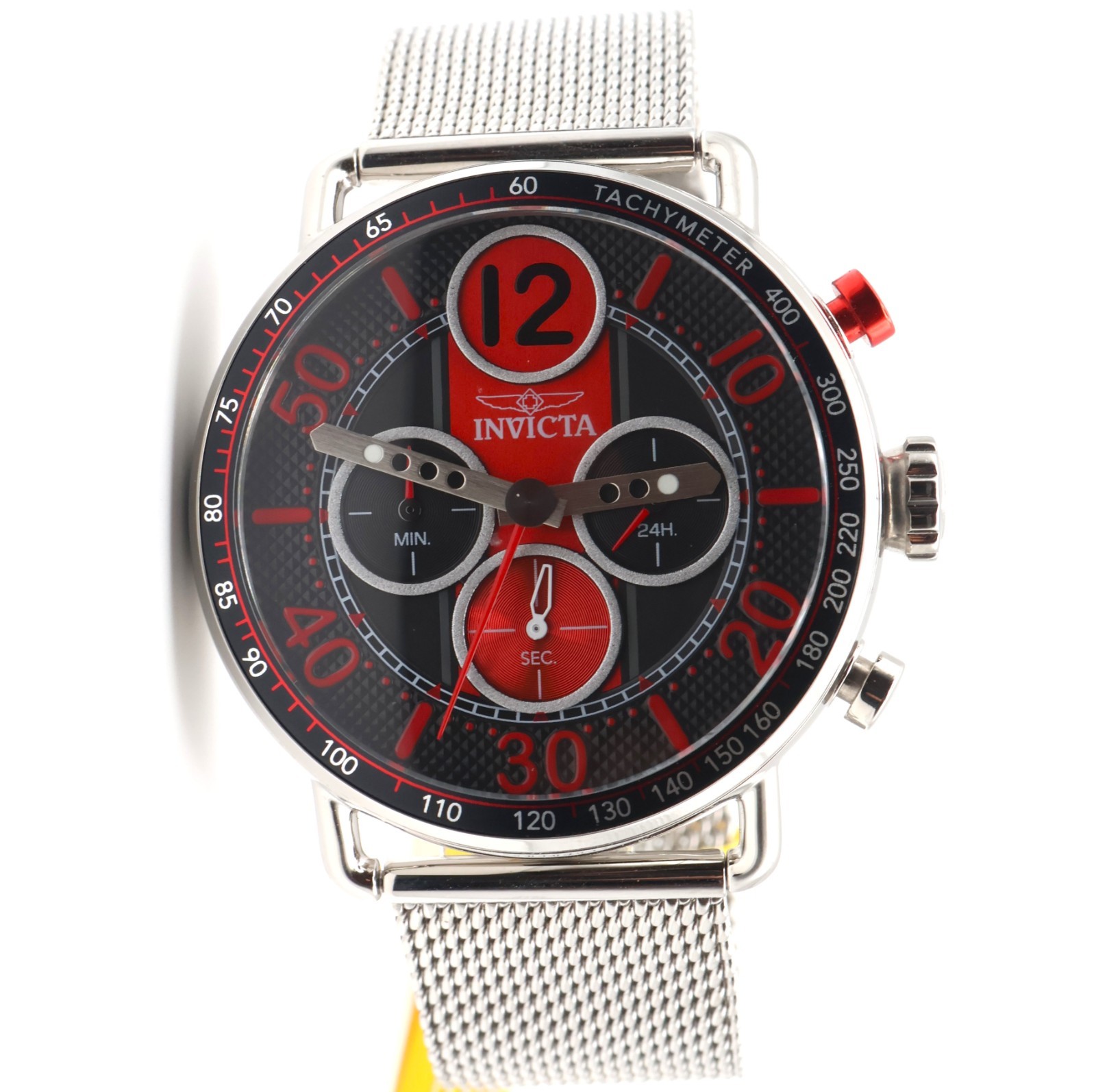 Invicta 49372 Men’s 44mm Speedway GEARSHIFT Chronograph RED DIAL Silver SS Watch