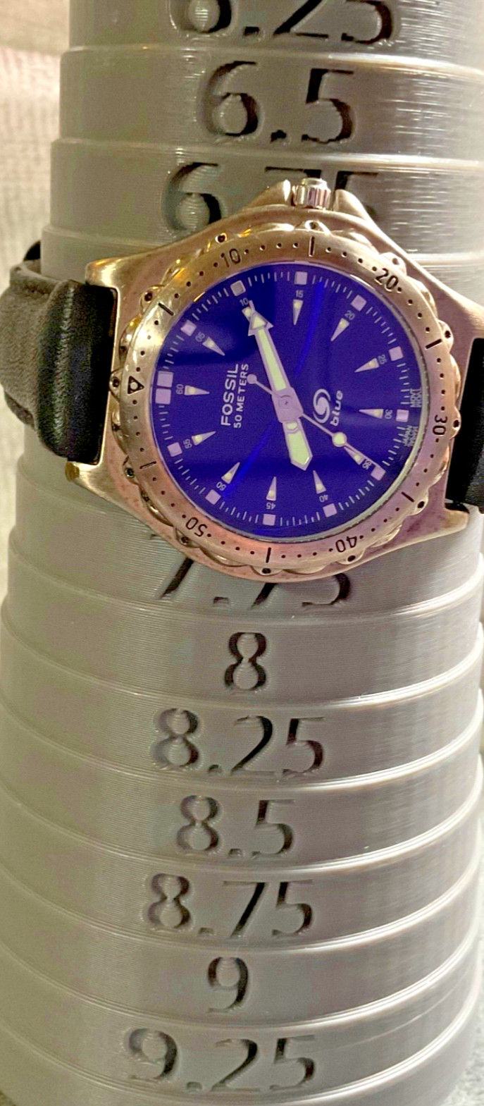 FOSSIL BLUE VINTAGE AM-3134 MENS 41mm WATCH BLUE DIAL NEW BATTERY