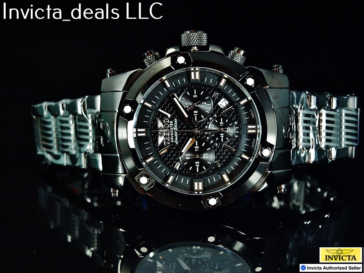 Tresod Men’s NAVMASTER Chronograph COMBAT Black Tone Sapphire Crystal SS Watch