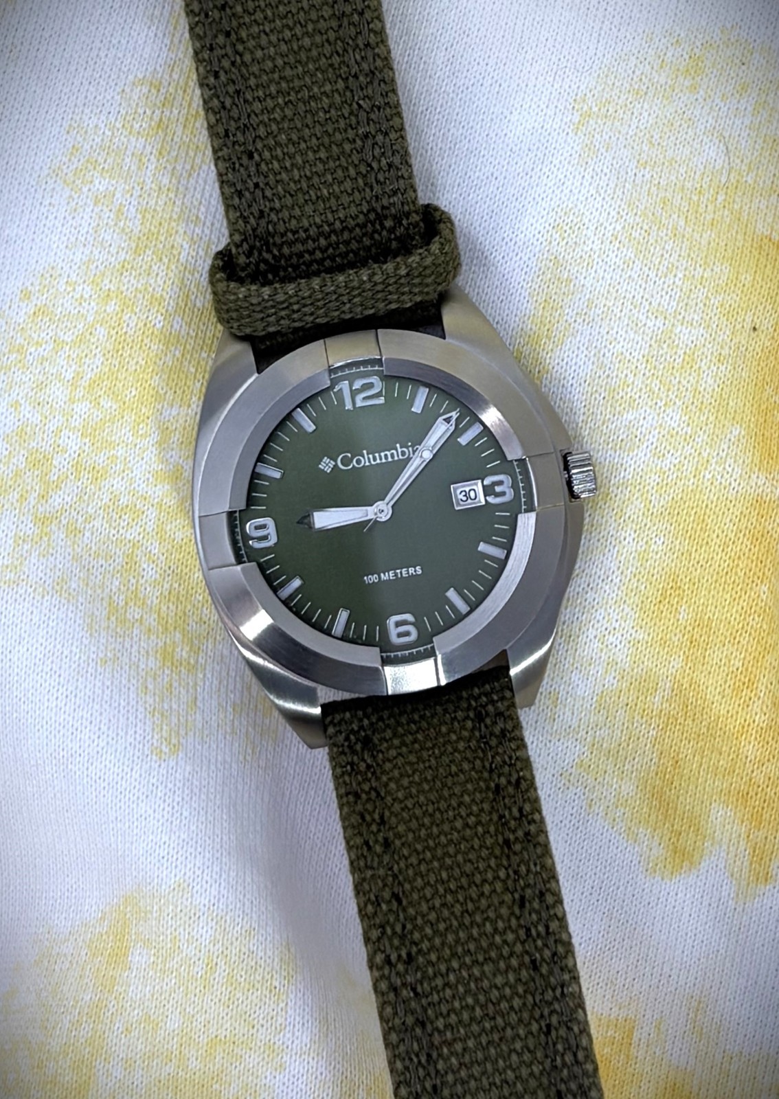 Columbia Men’s Olive- Green Watch Water Resistant Fabric Strap