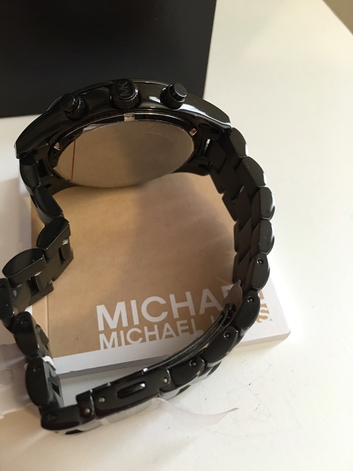 New Michael Kors Chronograph Black Steel Bracelet Watch MK6083