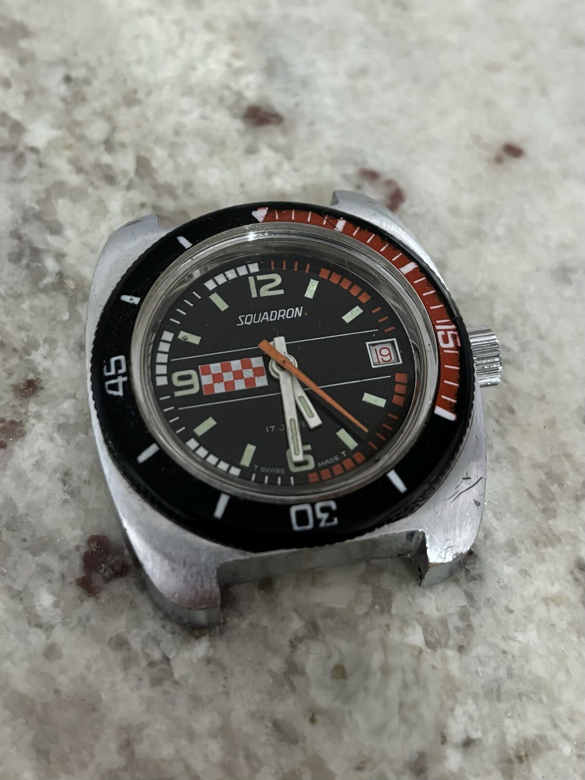 Vintage Squadron Race Watch 35.5mm RUNS!!!