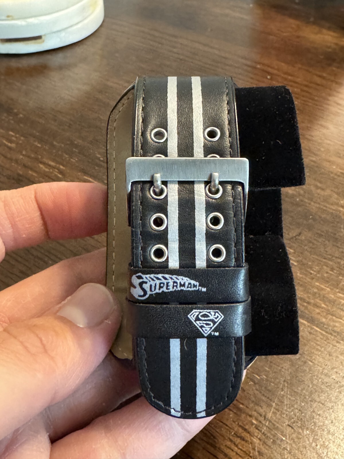 Rare Superman Flip Top Covered Leather Cuff Watch & Decorative Display Tin