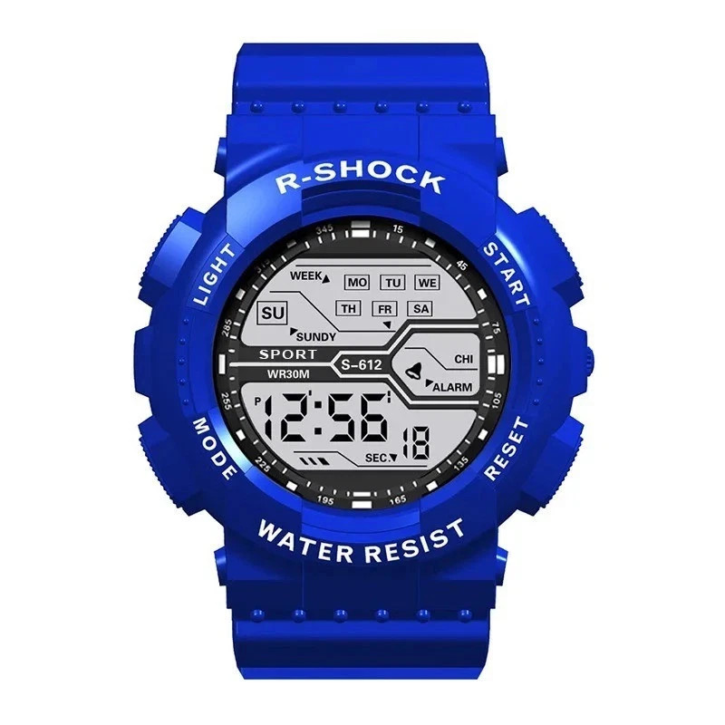 Men’s Digital Sports Watch LED Waterproof Shock Resistant Large Screen Wrist