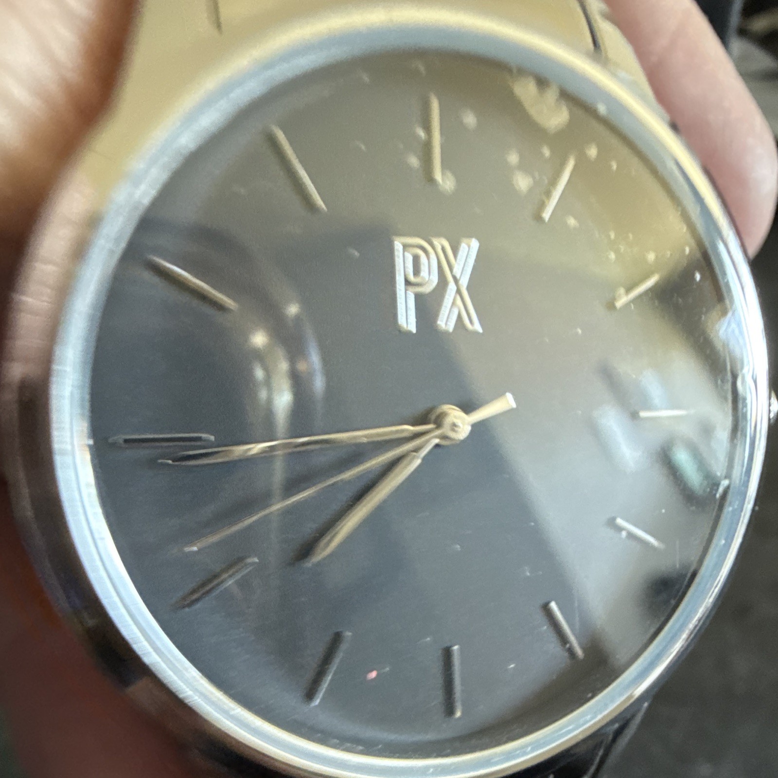 PX Men’s Quartz Wristwatch Black Dial Silver Stainless Bracelet 40.36mm