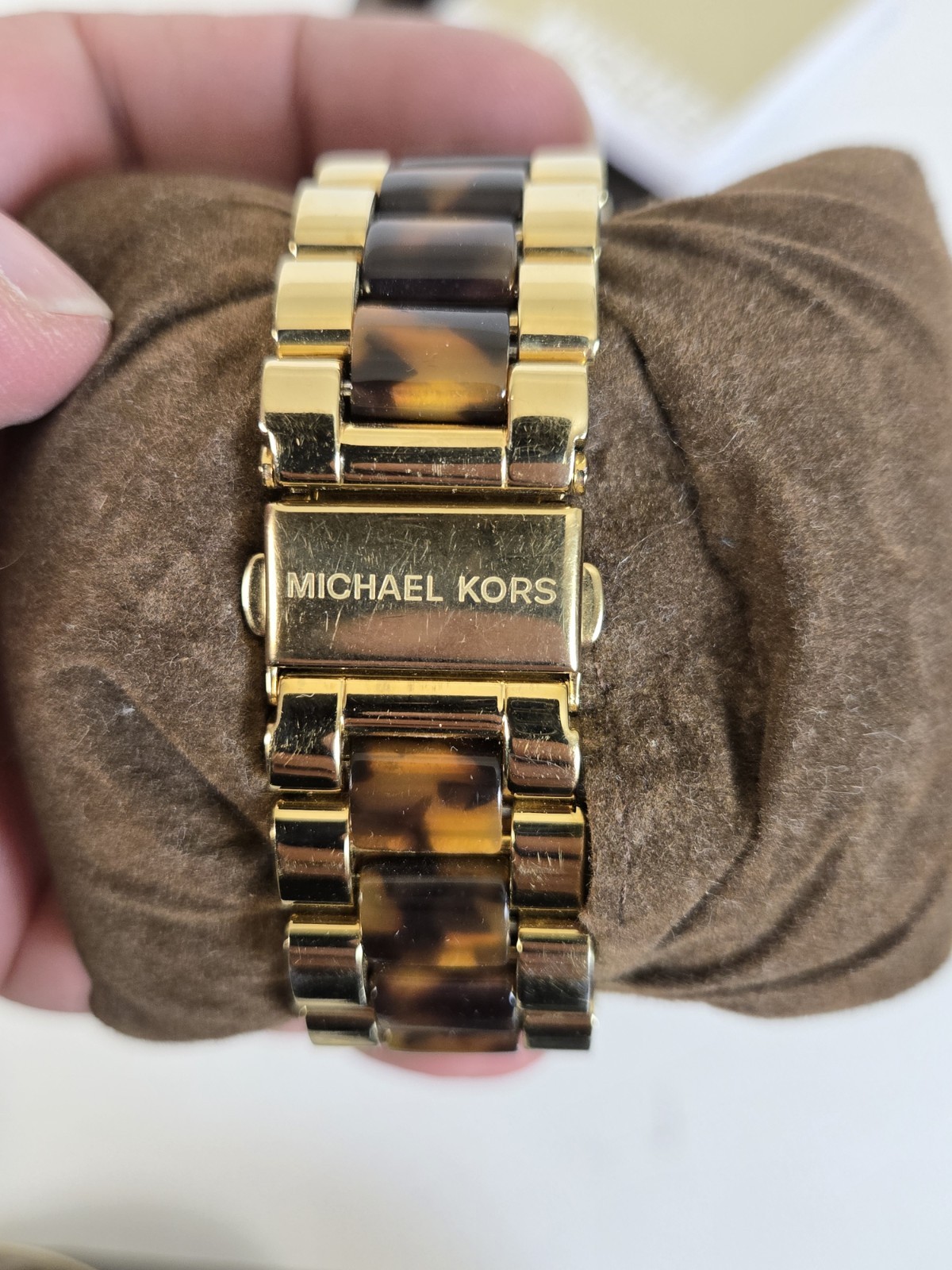 MICHAEL KORS MK 5696 BRADSHAW GOLD TONE+TORTOISE+BROWN CHRONO,ROMAN #’s WATCH