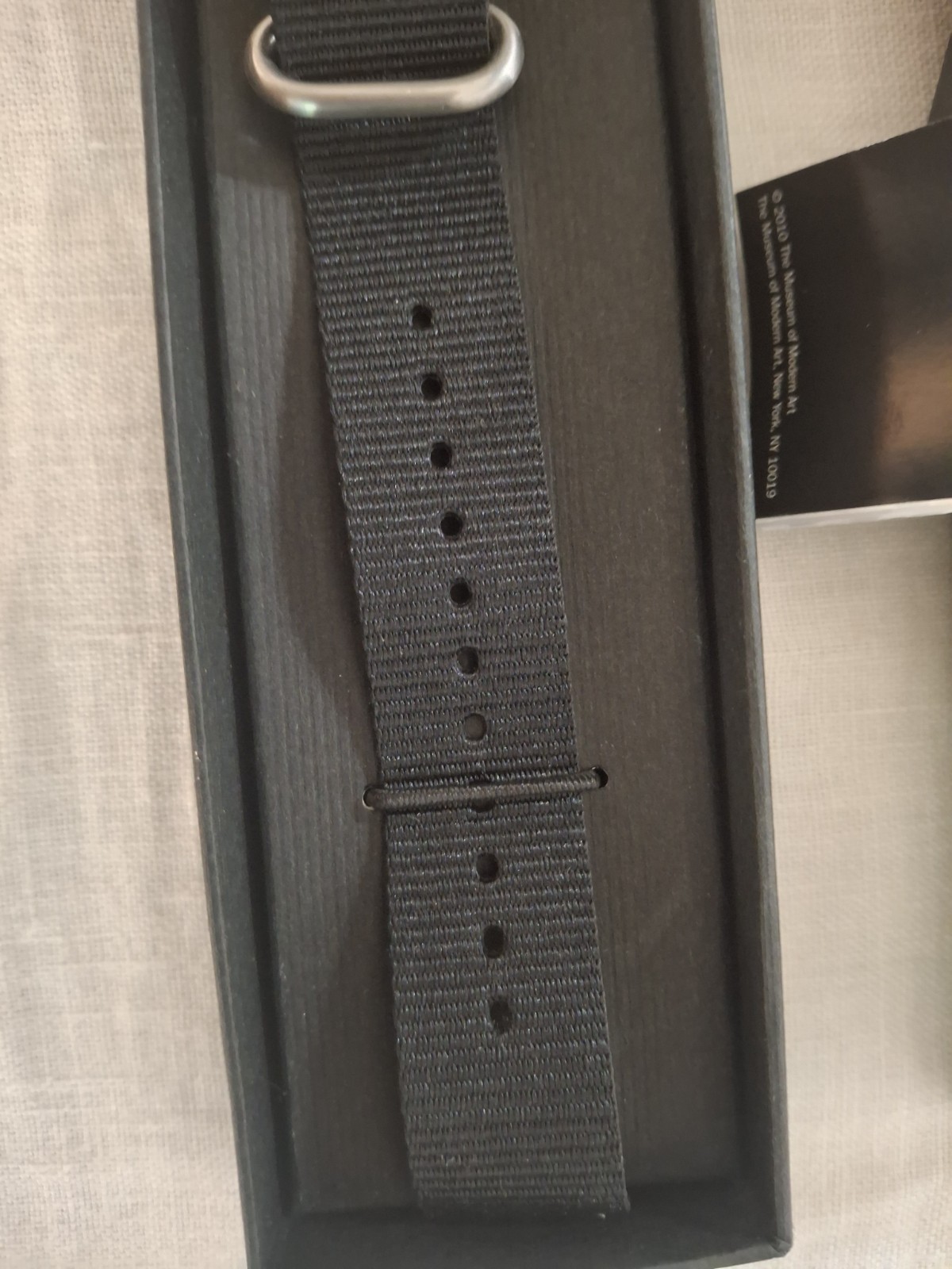 MoMA The Fritted Watch Quartz Analog White/Multicolor Dial Black Nylon Strap