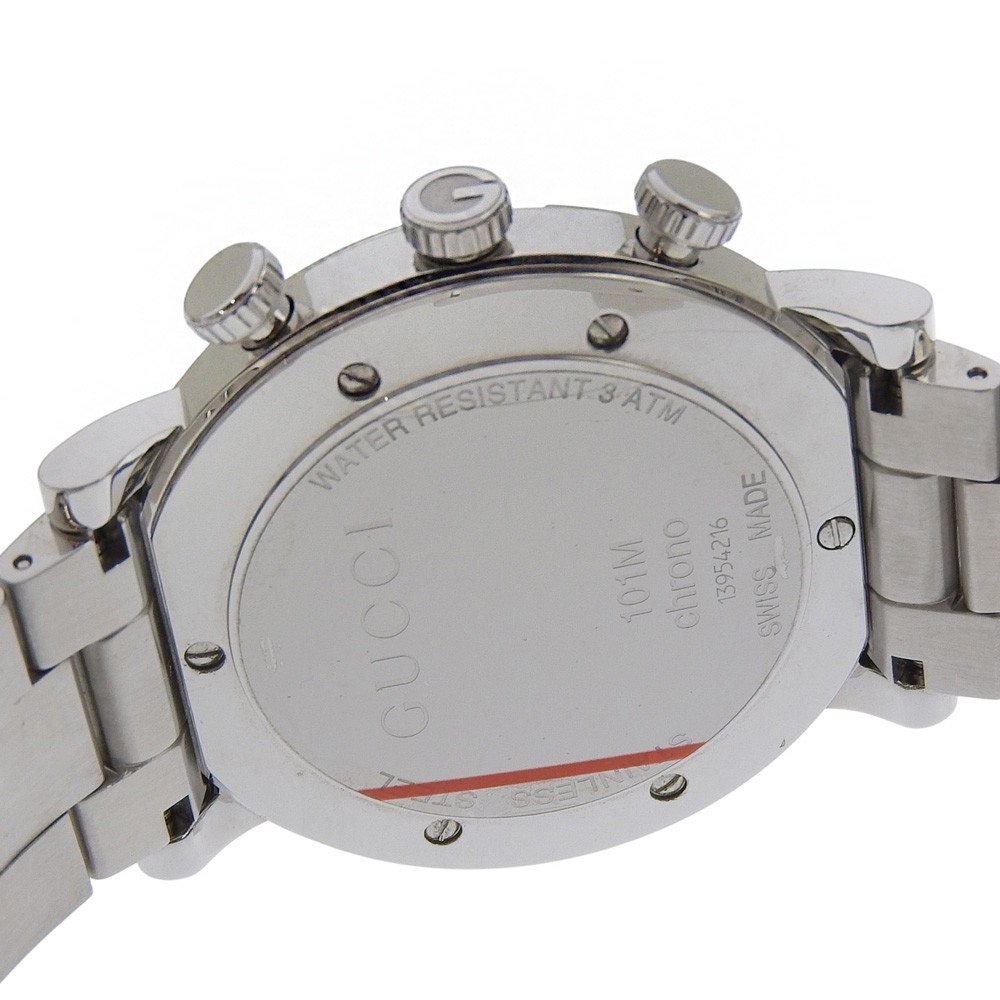 GUCCI G Chrono Watches 101M Silver WhiteDial Stainless Steel Quartz Chrono…