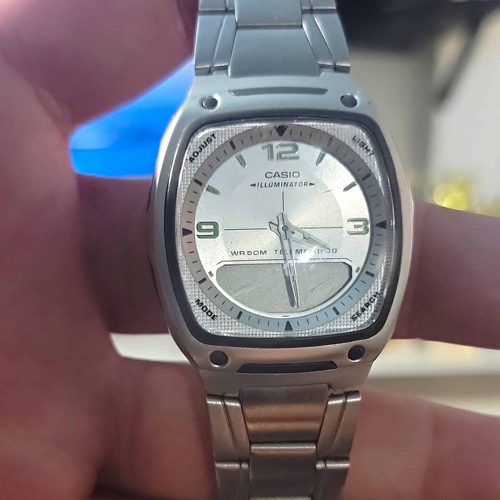 Casio Illuminator Telememo 30 Men’s Analog-Digital Quartz Watch Alarm WR50M