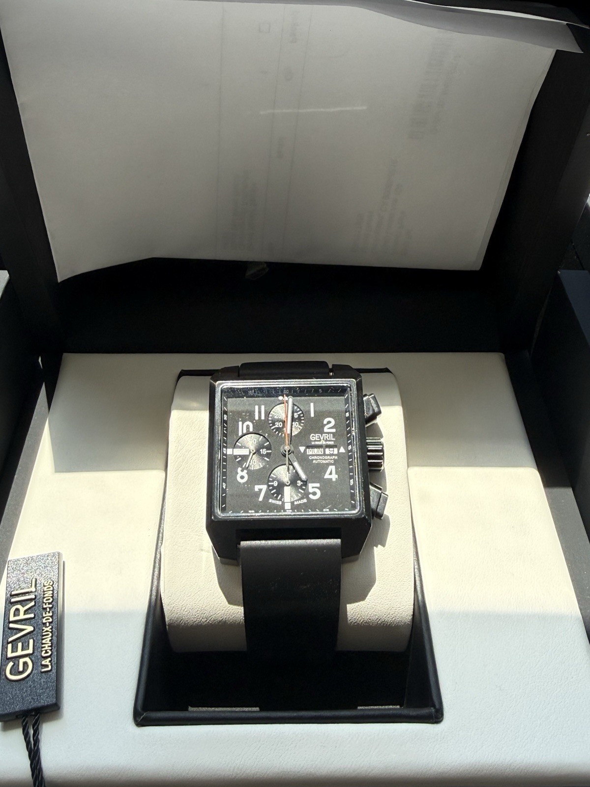 Gevril Men’s 44702 Herald Square Swiss Automatic ETA 7750 Chronograph Date Watch